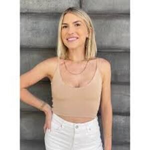 BOOB-EEZ THE Kyla Cropped Double L:ayer Cami Lin Light Nude NŪD /XL NEW NWT